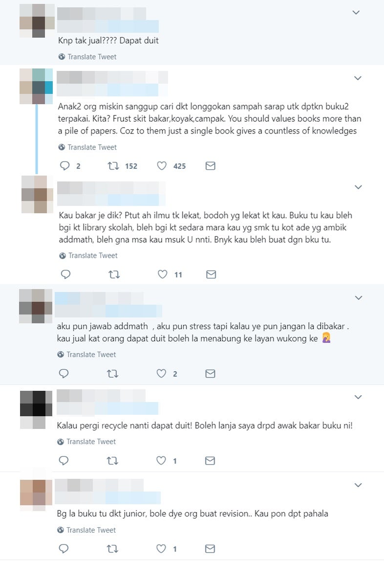 "Sendiri tak pandai nak salahkan buku?" - Pelajar Bakar 