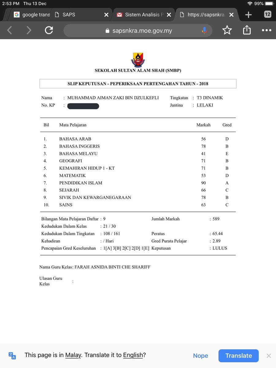 Result Pertengahan