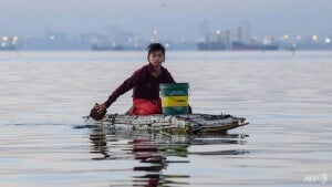 every weekend reymark cavesirano paddles out across manila bay on a makeshift raft of styrofoam to work helping fishermen clean their nets 1553075920564 2