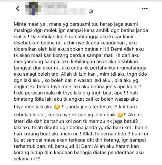 "Demi Allah aku takkan maafkan bangs*t dua ekor ni"- Suami 