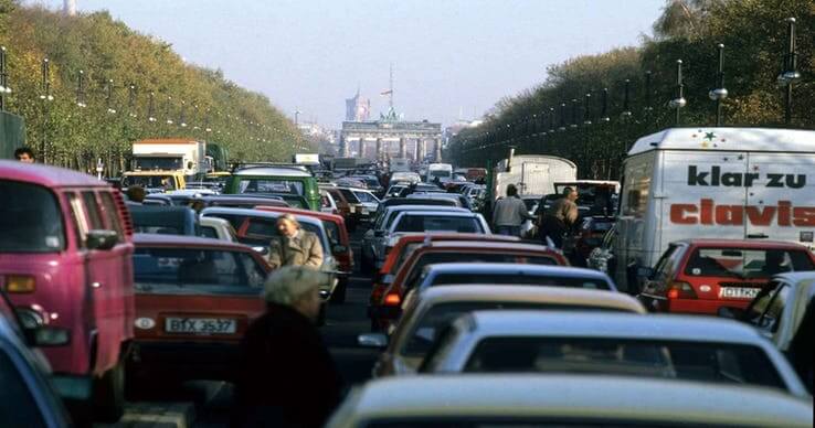 West East Germany 1990 Traffic Jam 2