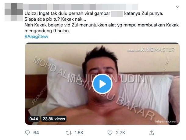 Video Lucah Zul Ariffin Viral Twitter Tehpanas