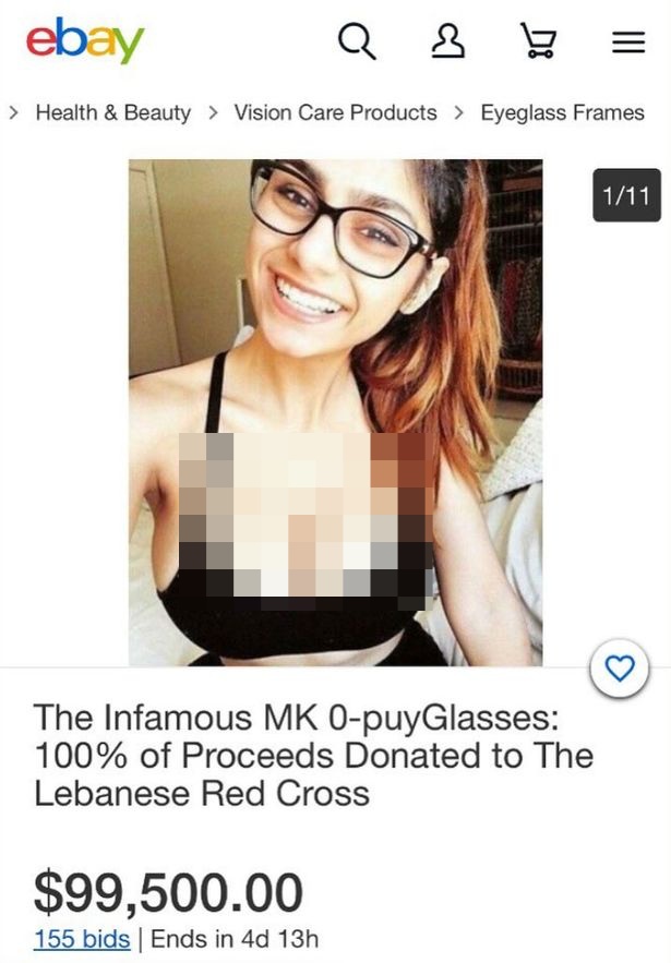 1 Ex Pornhub star Mia Khalifa auctions off infamous glasses to raise Beruit funds