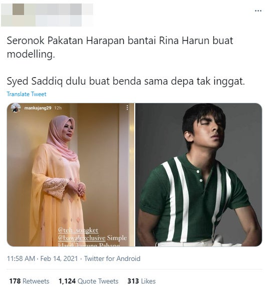 Bukan Nak Backup Kawan Tapi Ada Netizen Samakan Rina Harun Dengan Syed Saddiq Ini Respon Co Founder Parti Muda Lobak Merah