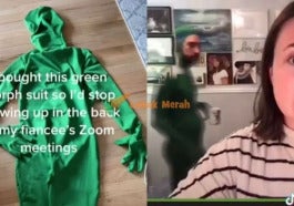 Tak Nak Kacau Tunang Zoom Meeting Lelaki Sanggup Beli Morph Suit Hijau Untuk Jadi Halimunan Tapi...