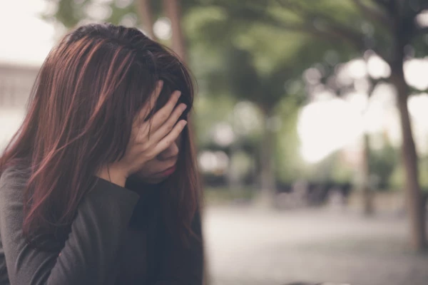 Asian Woman Sitting Alone Depressed Portrait Tired Young Woman Depression 43525 336