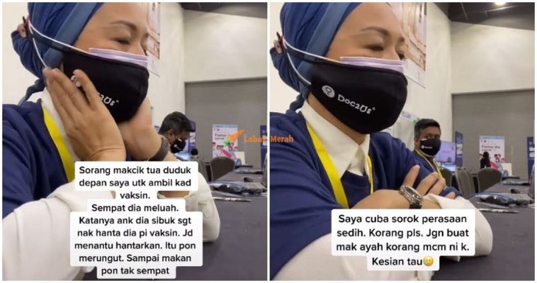 sedih emak merungut hantar vaksin