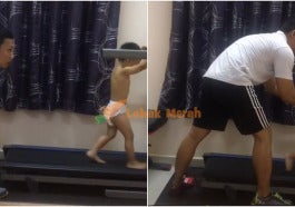 ft anak mancicit lari atas treadmill