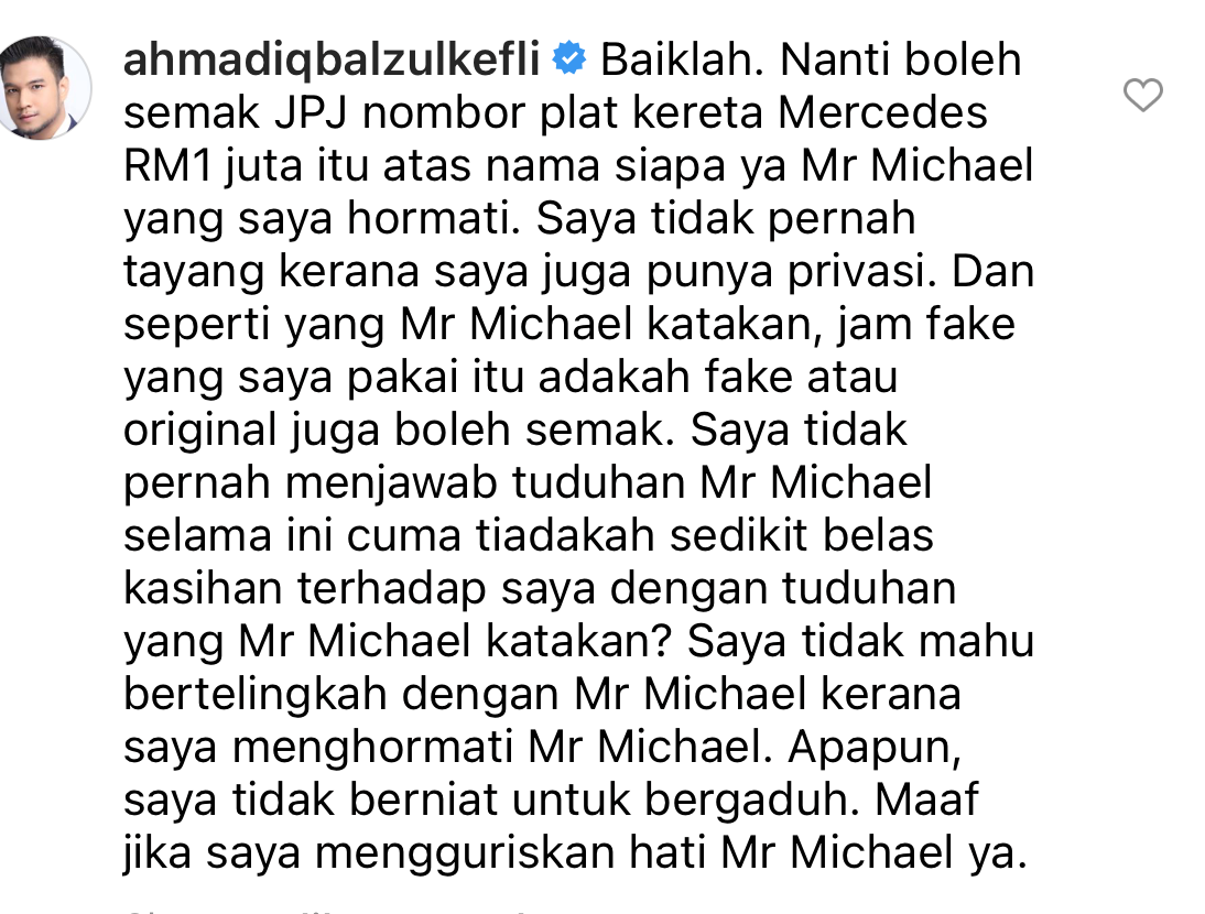 Iqbal Respon Michael Ang 2