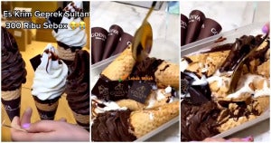 trend baru makan aiskrim geprek