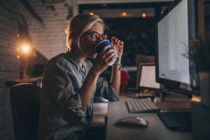 woman working late