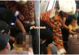 Kaki kanan Budak Lelaki Tersepit Dalam Eskalator
