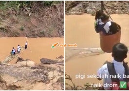 Pelajar Sabah Pergi Sekolah Naik Rakit