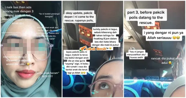 ft mak maki hamun pukul anak dalam bas