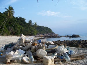 Trash problem on Perhentian Kecil beach