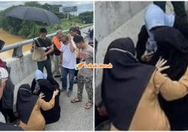 wanita purdah terjun jambatan