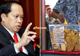pakai payung mengundi ahmad maslan