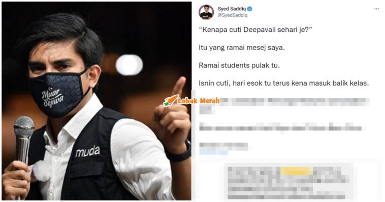 syed saddiq gesa cuti deepavali