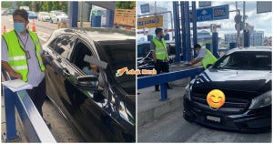 Kereta Mercedes Benz Langgar Tol