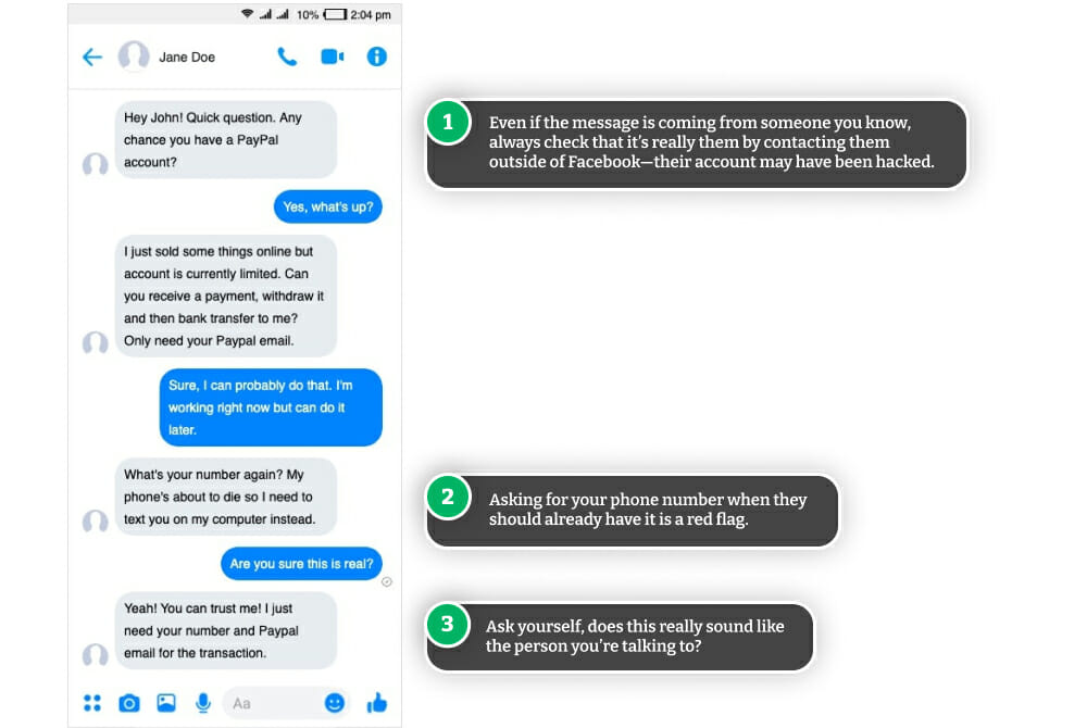 facebook messenger chat red flags
