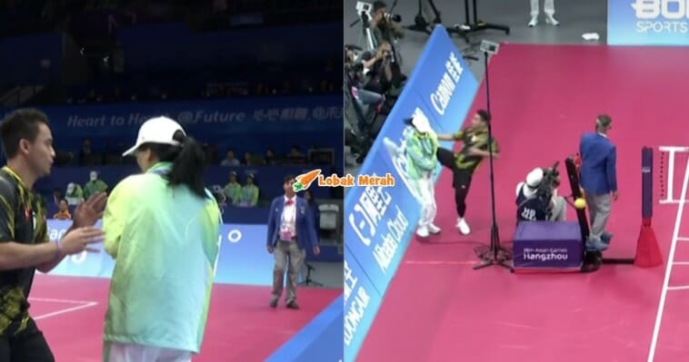 F2 Pemain Sepak Takraw Hampir Terlanggar Petugas Sukan Asia