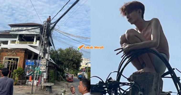 f4 bertenggek atas tiang elektrik