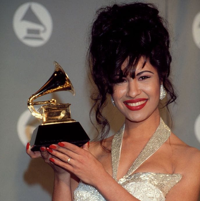 Singer Selena Receives Grammy Award At The 36Th Annual News Photo 1691091997