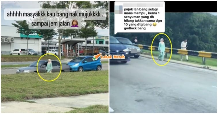 gadis merajuk jalan tepi jalan