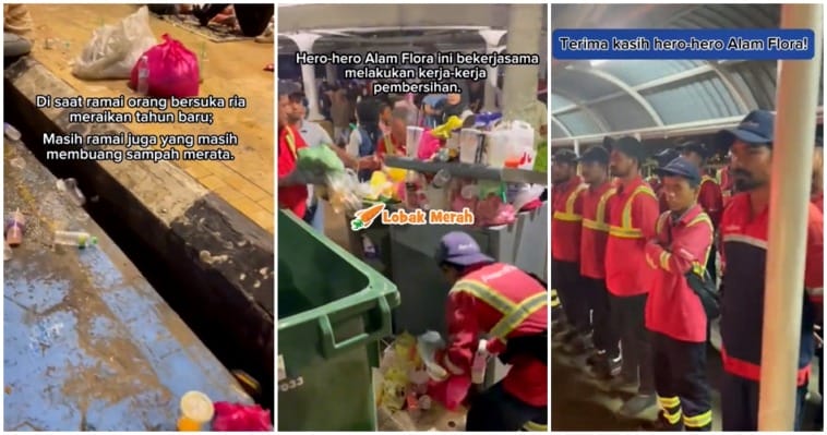 buang sampah alam flora malam tahun baru