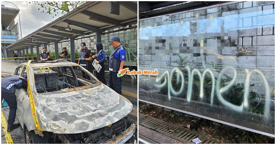 bakar kereta polis tiktok