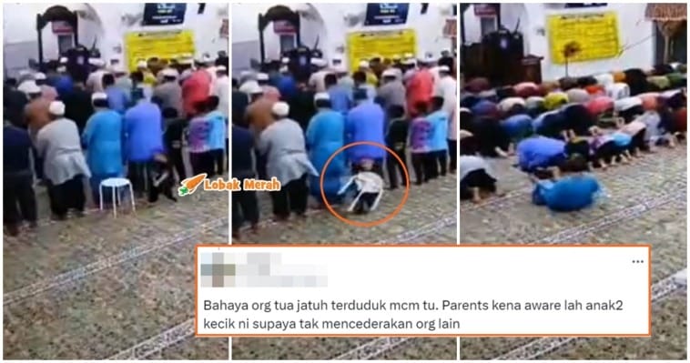 jemaah jatuh terduduk budak tarik kerusi