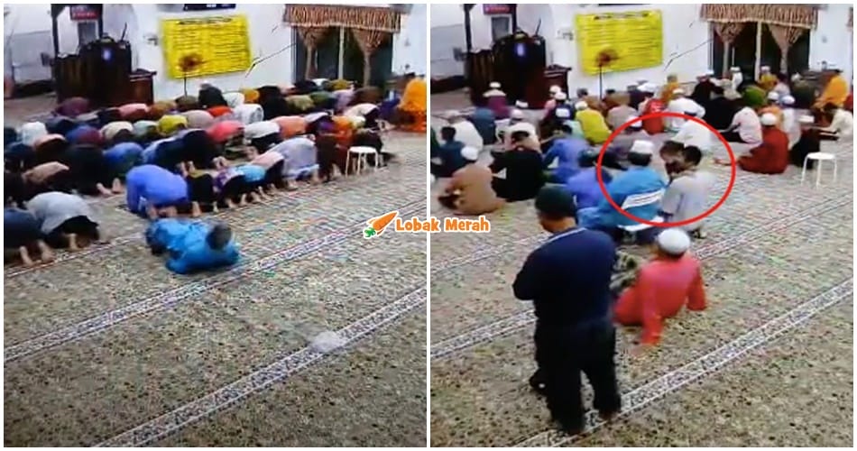 pakcik baju biru jatuh terlentang