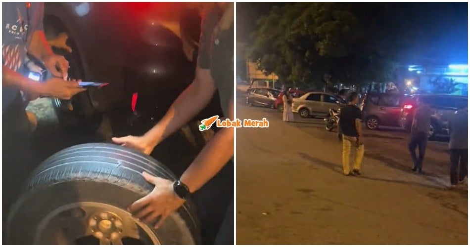 Semua Kena 30 Buah Kereta Tersadai Tepi Jalan Tayar Bocor Terkena