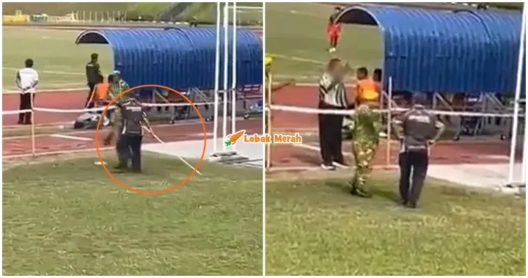 bapa ambil batang besi nak pukul pengadil