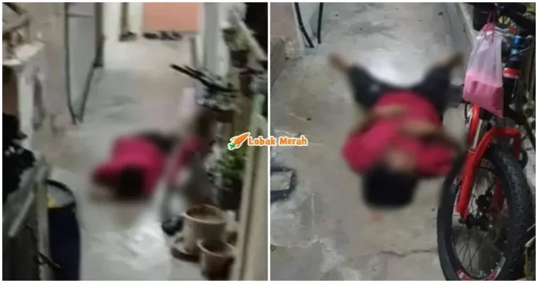 ibu bapa halau anak tidur di koridor flat
