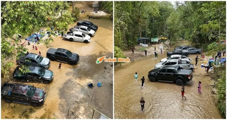 4X4 Parkir Tengah Sungai