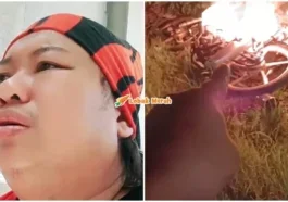 bapa bakar motosikal anak