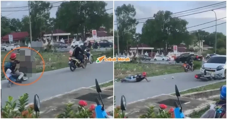 Wheelie Jatuh Langgar Myvi 1