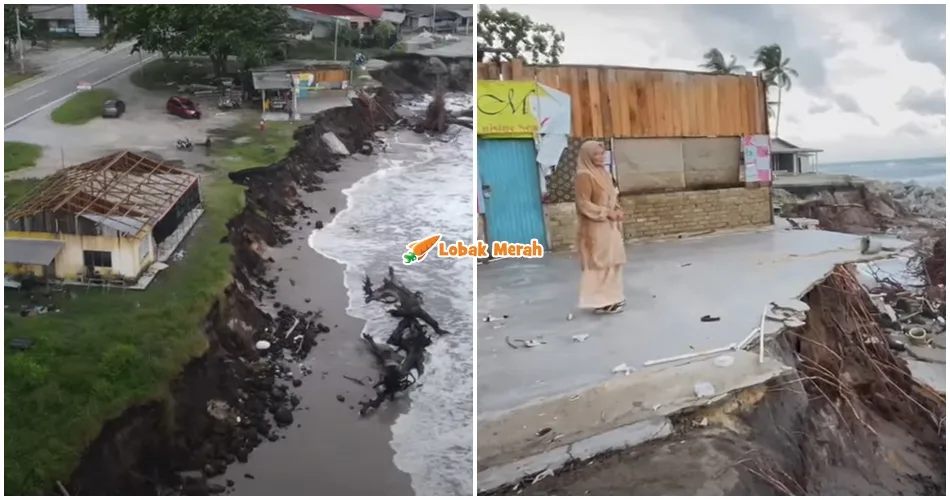 “Sebahagian kedai sudah ada dalam laut” – Peniaga Di Terengganu Rugi RM30,000 Kerana Hakisan Pantai