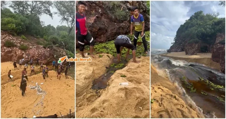 korek pasir buat laluan air ke pantai elak banjir