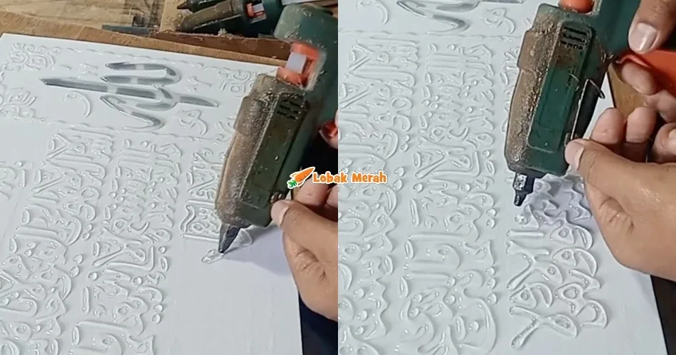 “Tangan seni” – Orang Ramai Teruja Tengok Lelaki Ini Tulis Khat Guna ‘Hot Glue Gun’