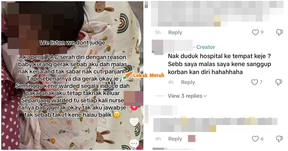 Netizen Kecam Wanita Bebankan Staf Hospital, Guna Alasan Anak Dalam Perut Kurang Gerak Sebab Nak Cuti