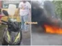 wanita bakar motosikal kena tarik