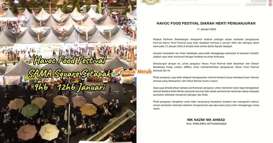 Tular Festival Makanan Ganggu Penduduk, Penganjuran Karnival Havoc Food Festival Diarah Dihentikan