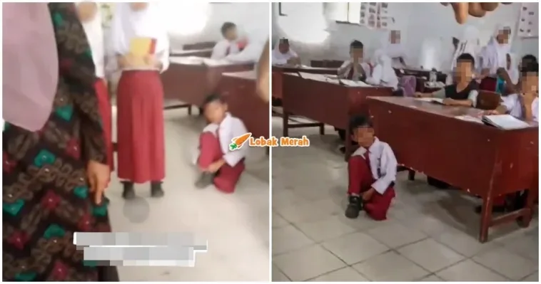 ibu terkilan anak dihukum duduk atas lantai tak bayar yuran