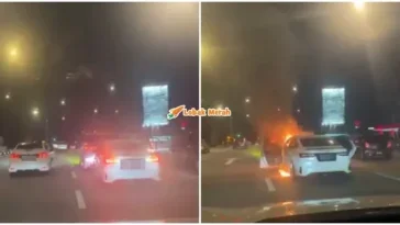 kereta terbakar suami simba petrol