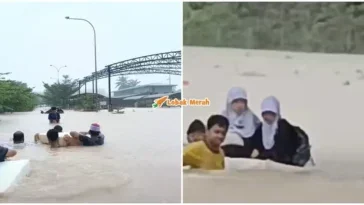 selamatkan murid sekolah terperangkap banjir