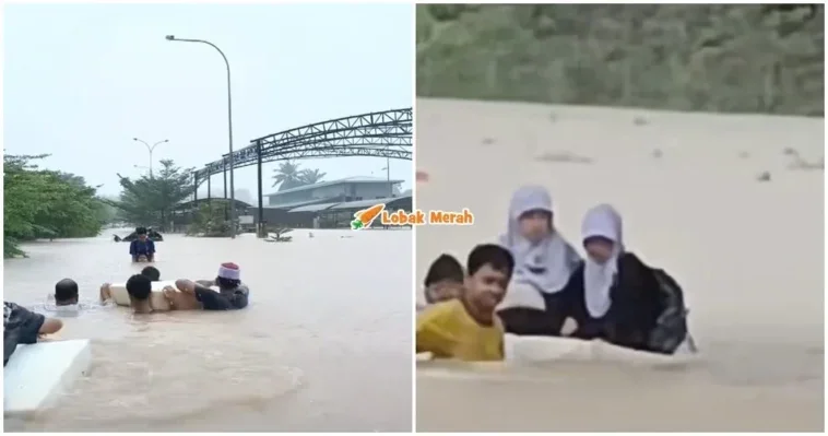 selamatkan murid sekolah terperangkap banjir