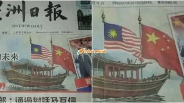 bendera jalur gemilang tanpa bulan sabit akhbar cina