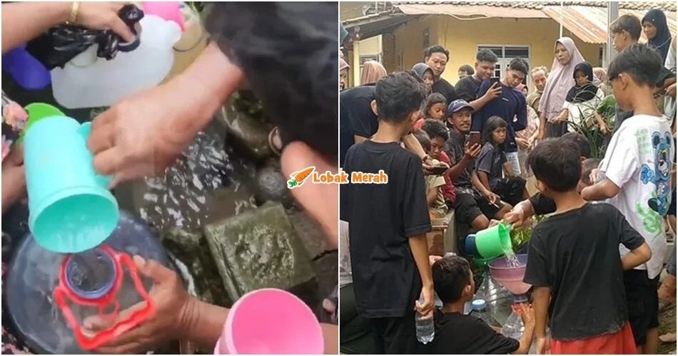 penduduk berebut ambil dan minum air ajaib dari tanah